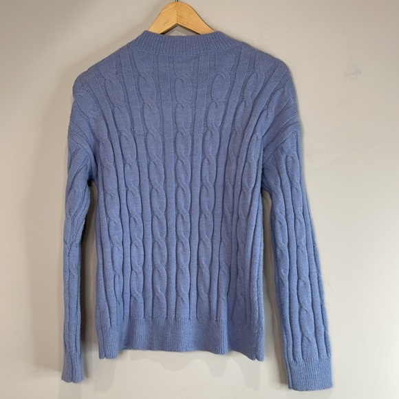 Shein Cable Knit Crewneck Sweater Powder Blue Long Sleeve Soft M - Picture 7 of 9